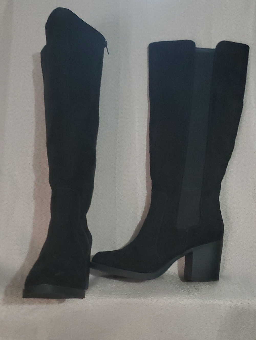 Kohl's Black Suede-Look Block Heel Boots